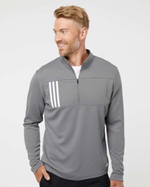 Adidas Men's 3-Stripes Double-Knit Quarter-Zip Pullover - Image 10