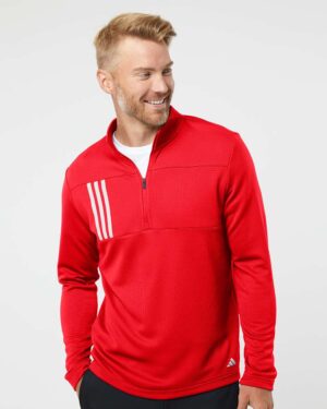 Adidas Men's 3-Stripes Double-Knit Quarter-Zip Pullover - Image 16