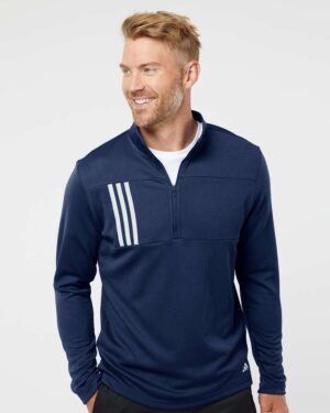 Adidas Men's 3-Stripes Double-Knit Quarter-Zip Pullover - Image 22